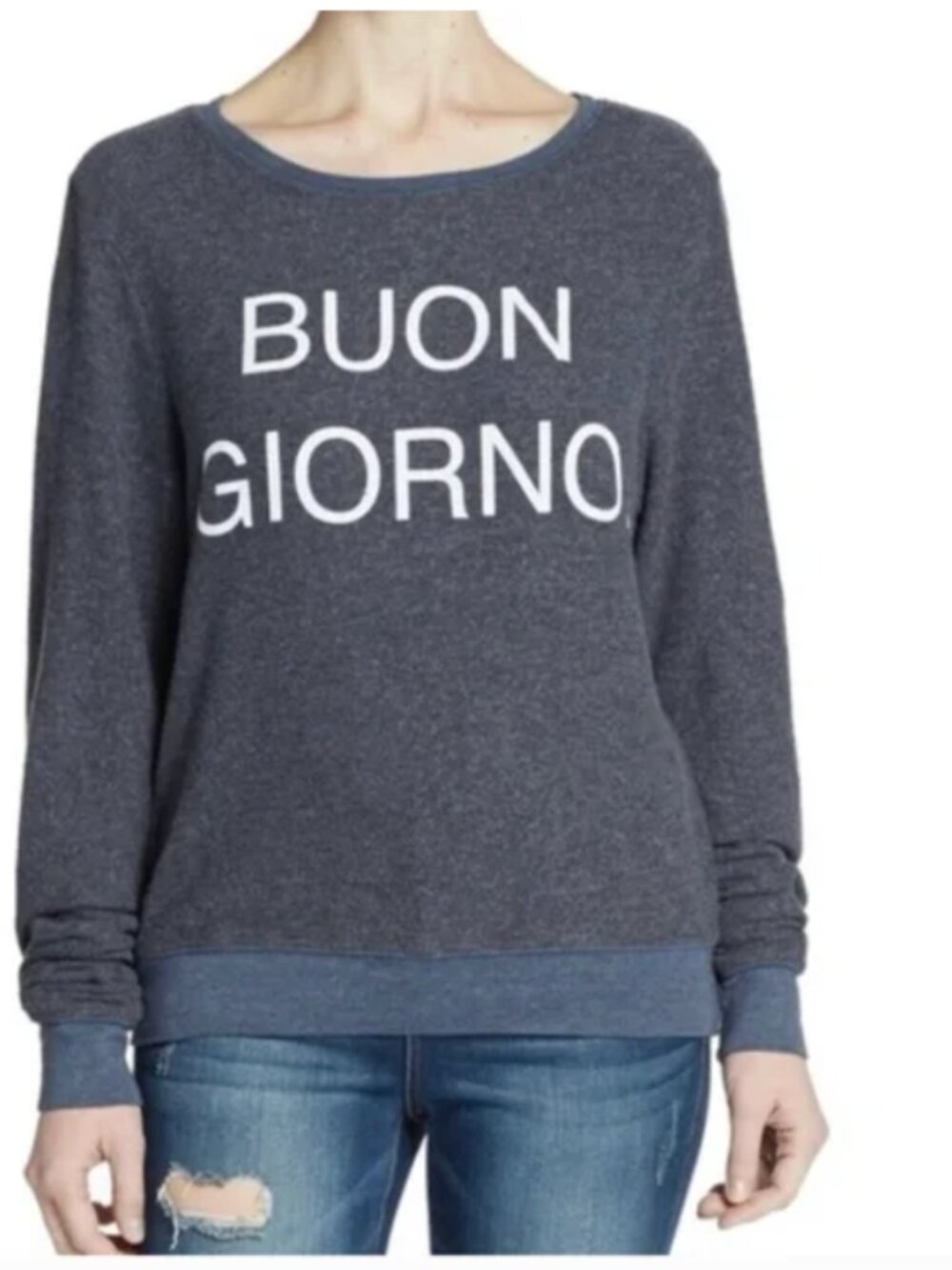 Wildfox Navy 'Buon Giorno' Pullover Sweater - Size Small